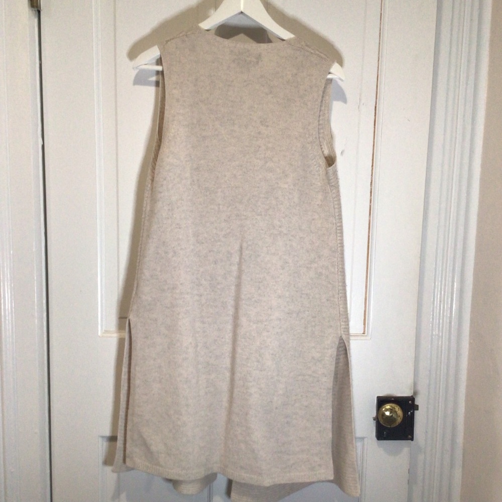 Tahari Pure 100% Cashmere sleeveless sweater duster oatmeal/cream size S - Picture 3 of 6